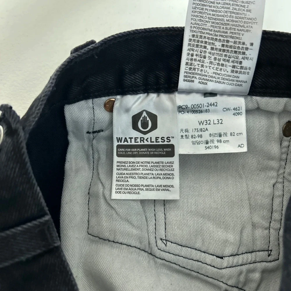 Levi's 501 Original Jeans Mens 32x32 Black Button Fly Straight Leg Denim